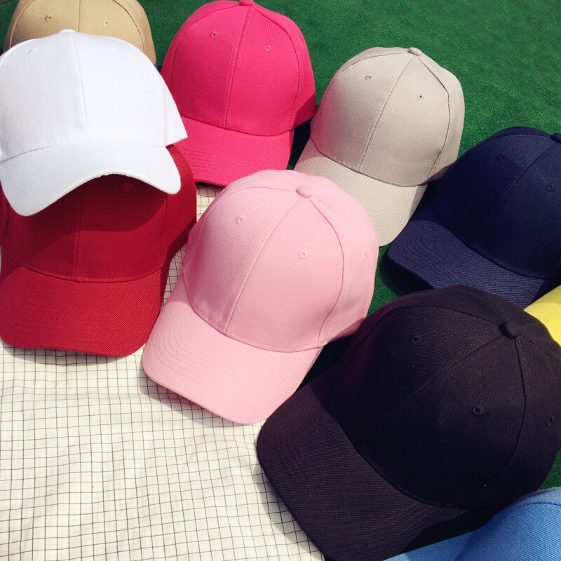 Korean Style Trendy Men's and Women's All-Match Solid Color Baseball Hat Summer Street Black Pink Student Sunshade Brim Hat Couple