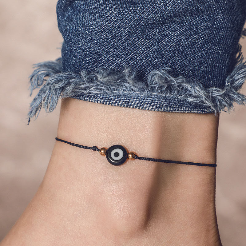 Boho Evil Eye Bead Anklets for Women Men Black Rope Ankle Chain Bracelet Foot Jewelry Barefoot Sandals Beach Accessories