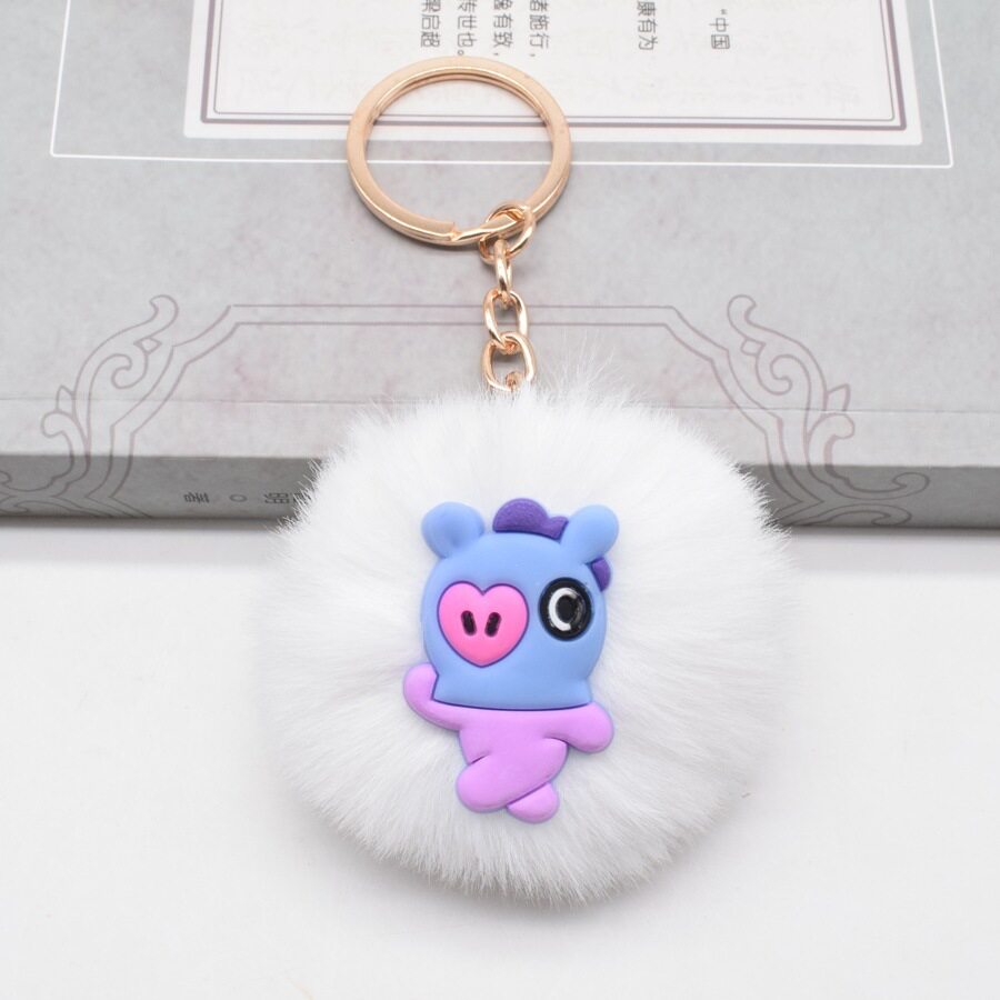 BTS BT21 Commodity Official Accessories Cell Phone Ornaments Hairball Car Keychain Cute Soft Toy