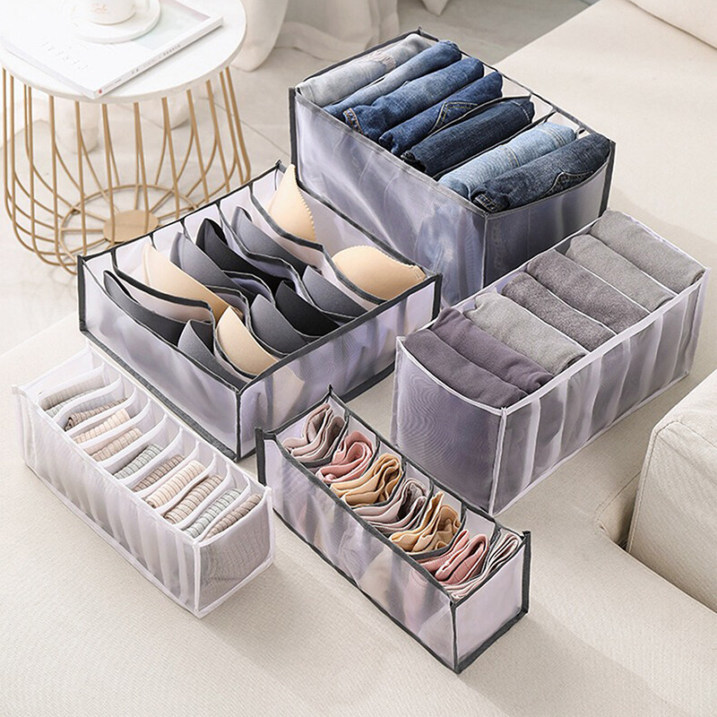Foldable Underwear Bra Socks Organizer Wardrobe Closet Drawer Divider Jeans Storage Box