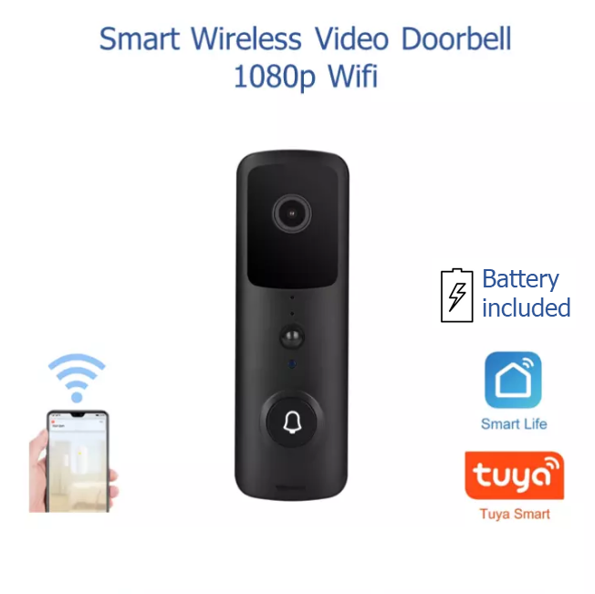 Smart Wireless Video Doorbell  1080p Wifi Tuya Smart Life Home Security