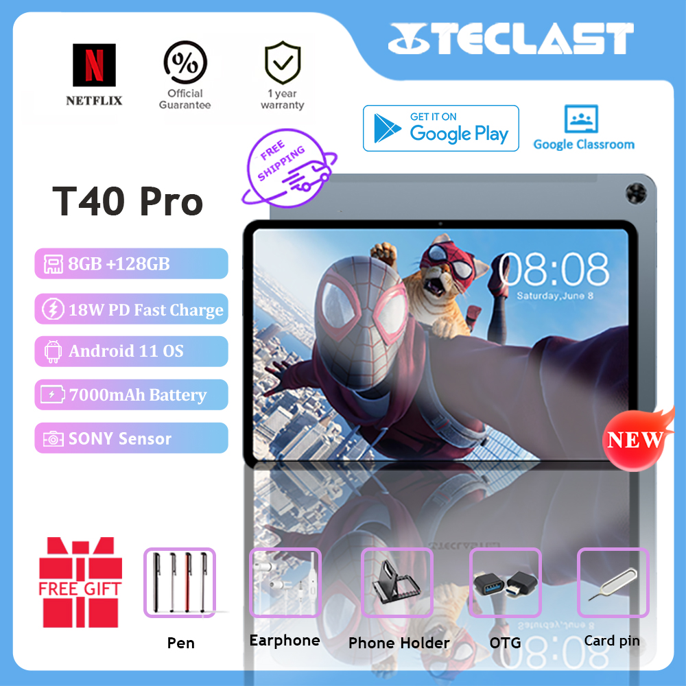 【2022 NEW】Teclast T40Pro⚡18W PD fast charge✨Smart Sensor|Gyro Tablet PC Android 11.0 T618 processor 8GB RAM 128GB ROM 10.4 inch(7000mAh large battery)