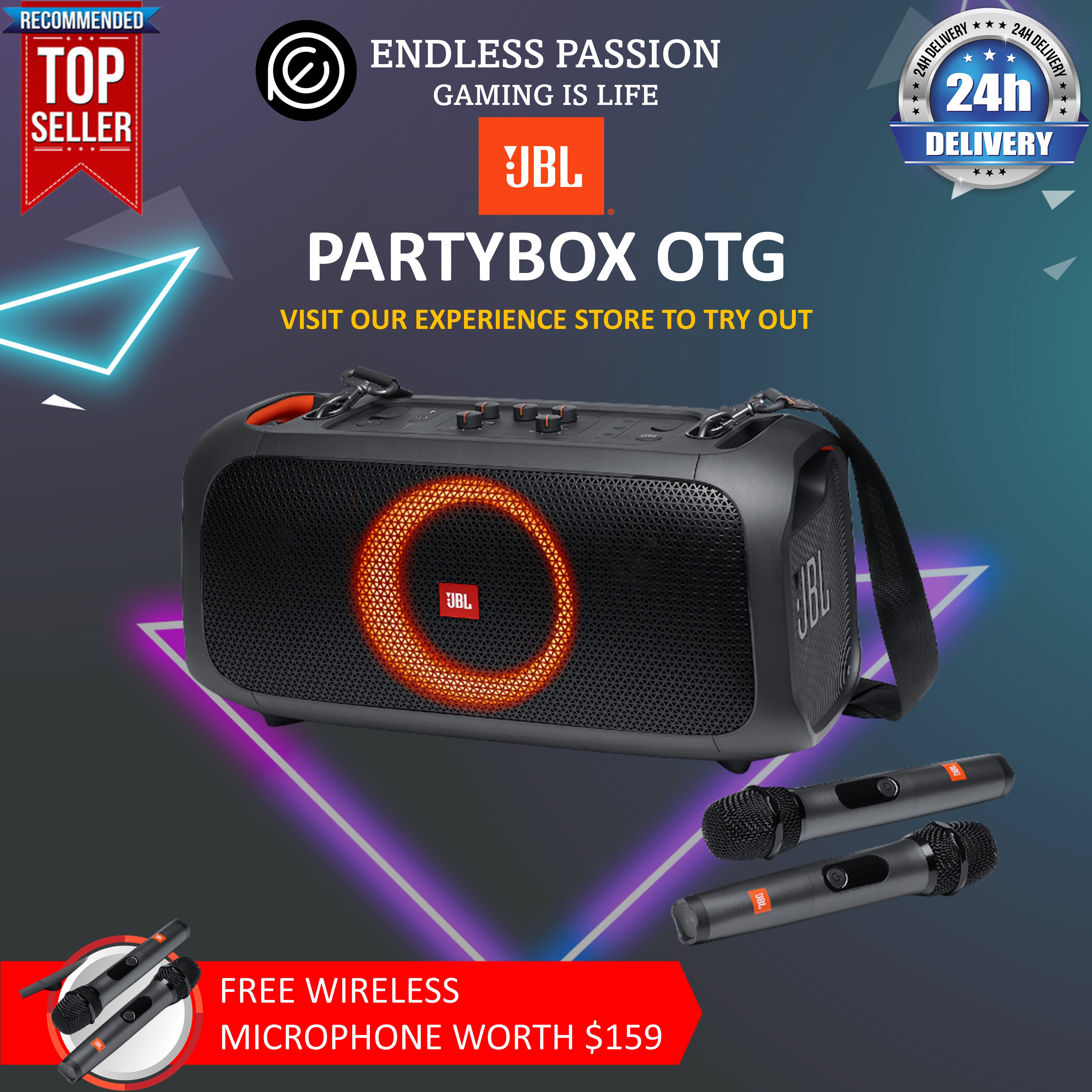 JBL Partybox On The Go - Portable Party Speaker with Built-in Lights and Wireless Mic