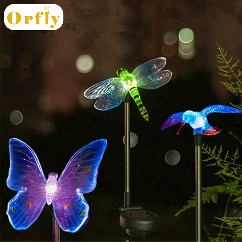 The new solar light outdoor waterproof color-changing butterfly floor lamp light LED light garden villa landscape light