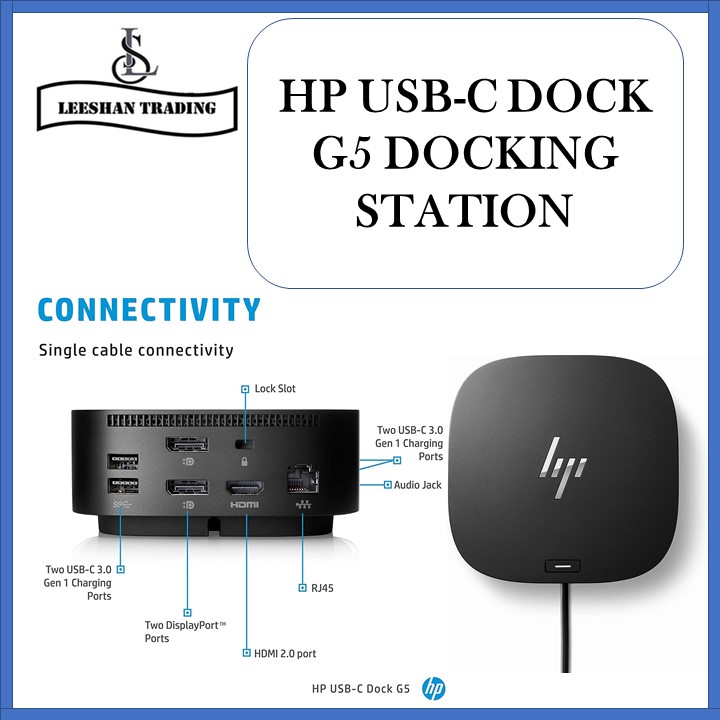 HP USB-C Dock G5 Essential Workspace Docking Station-compatible with notebooks from HP, Mac products ,Dell, Lenovo, and more[Refurbished]