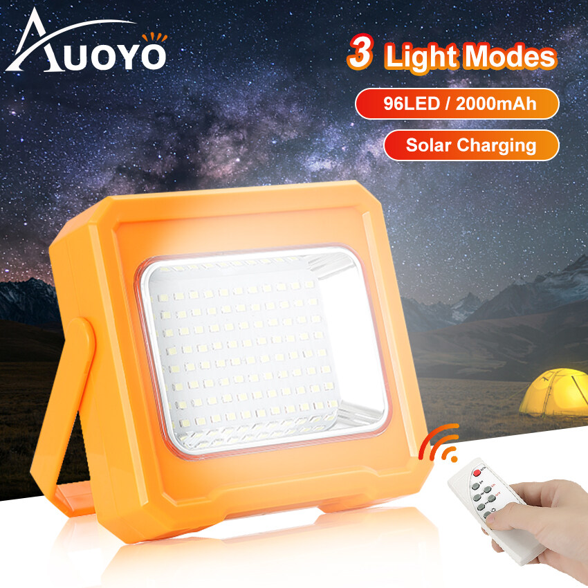 Auoyo LED Solar Light Portable Spotlight Solar Emergency Lights Outdoor Camping Light USB Rechargeable Work Light Waterproof Handheld Flashlight Hanging SOS Warning Light with Magnetic for Camping Out
