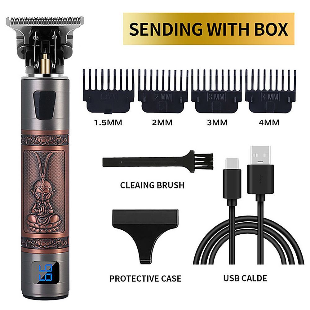 JCZX USB Men Retro Wireless Barber Shaving Machine Beard Trimmer Electric Shaver Clipper Rechargeable