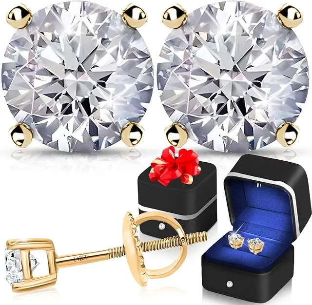 IGI Certified 0.2 to 4 Carat Lab Grown Diamond Stud Earrings for Women Solid 14K Gold/Platinum/Sterling Silver