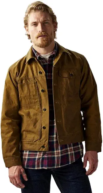Filson Tin Cloth Short Lined Cruiser Jacket Dark Tan